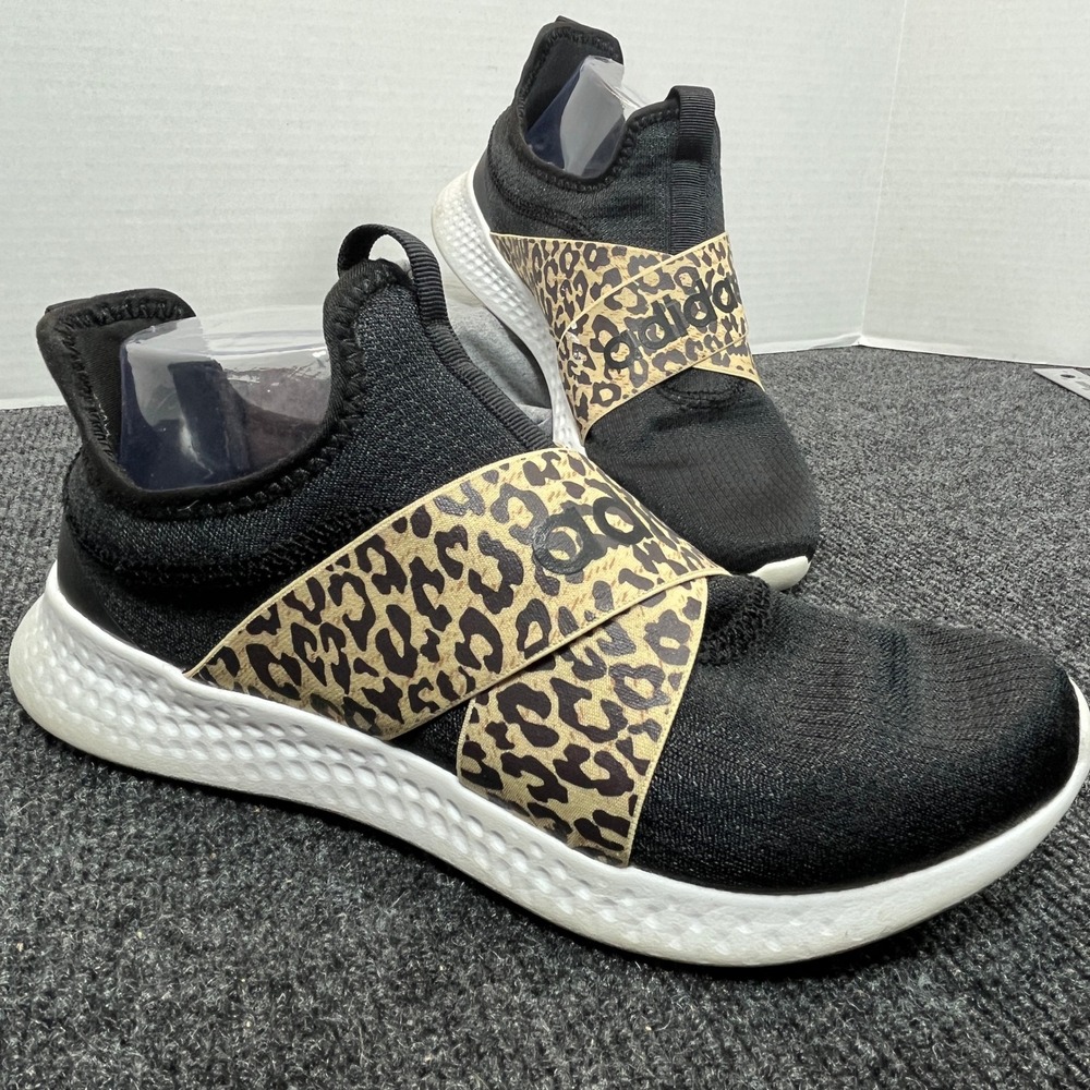 Adidas Puremotion Sneakers Womens 8 Black Leopard Cloudfoam Running Gym Animal